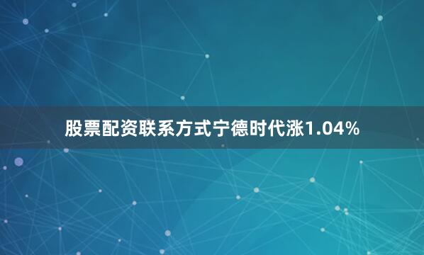 股票配资联系方式宁德时代涨1.04%